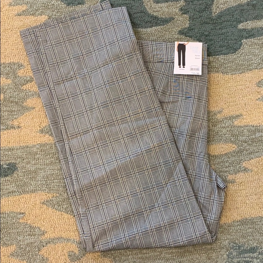 Time and True black plaid, pull-on, stretch pant